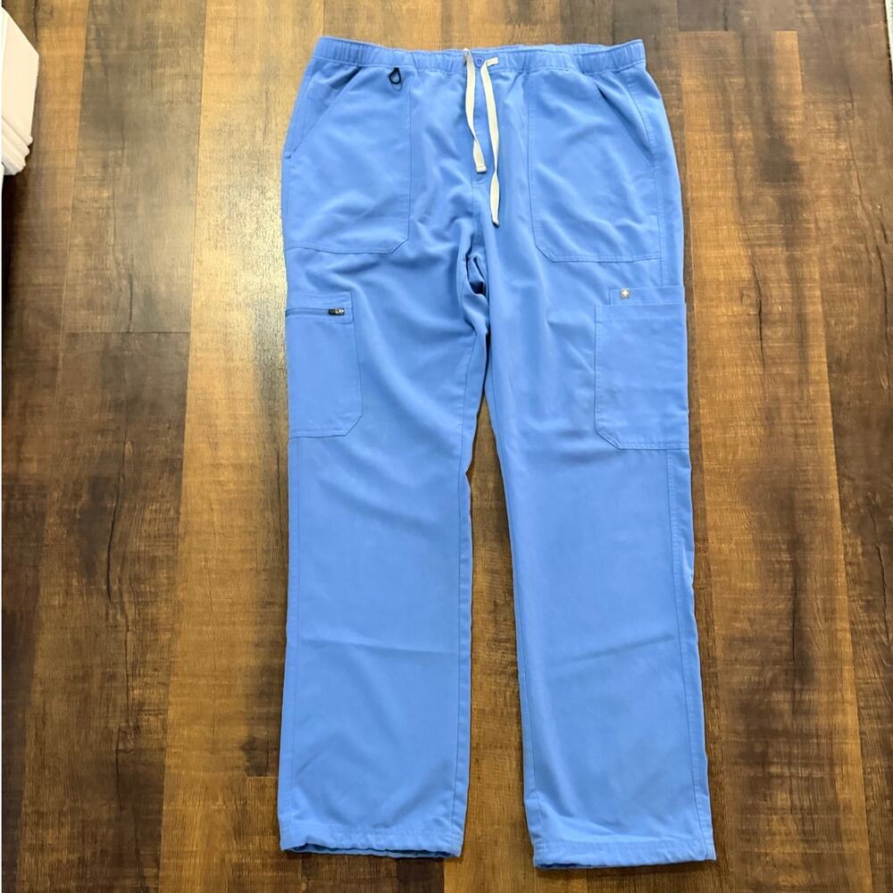 FIGS Cairo Cargo Scrub Pants Ceil Blue Technical Collection Zip Fly Size XXL